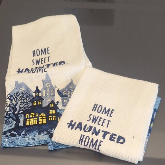 Rae Dunn Home Sweet Haunted Home 6 Kitchen Towels - NWT - Picture 3 of 5
